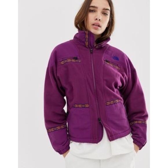 Women's The North Face 92 Rage Retro Fleece Full Zip Jacket Purple Large $120 - Picture 1 of 16
